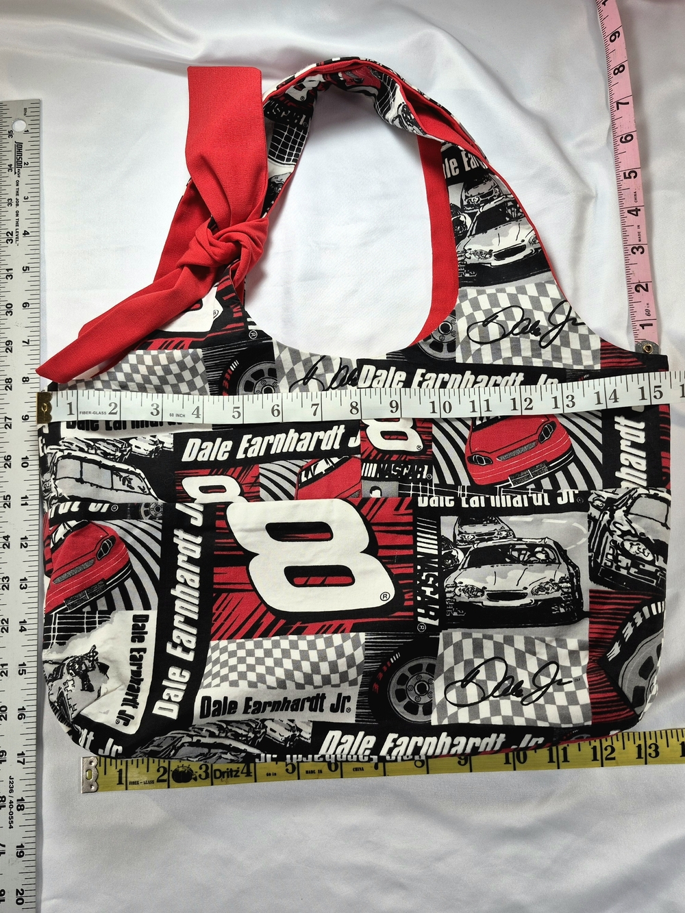 NWOT Handmade Dale Earnhardt Jr. #8 NASCAR Reversible Knot Shoulder Bag - Picture 3 of 7